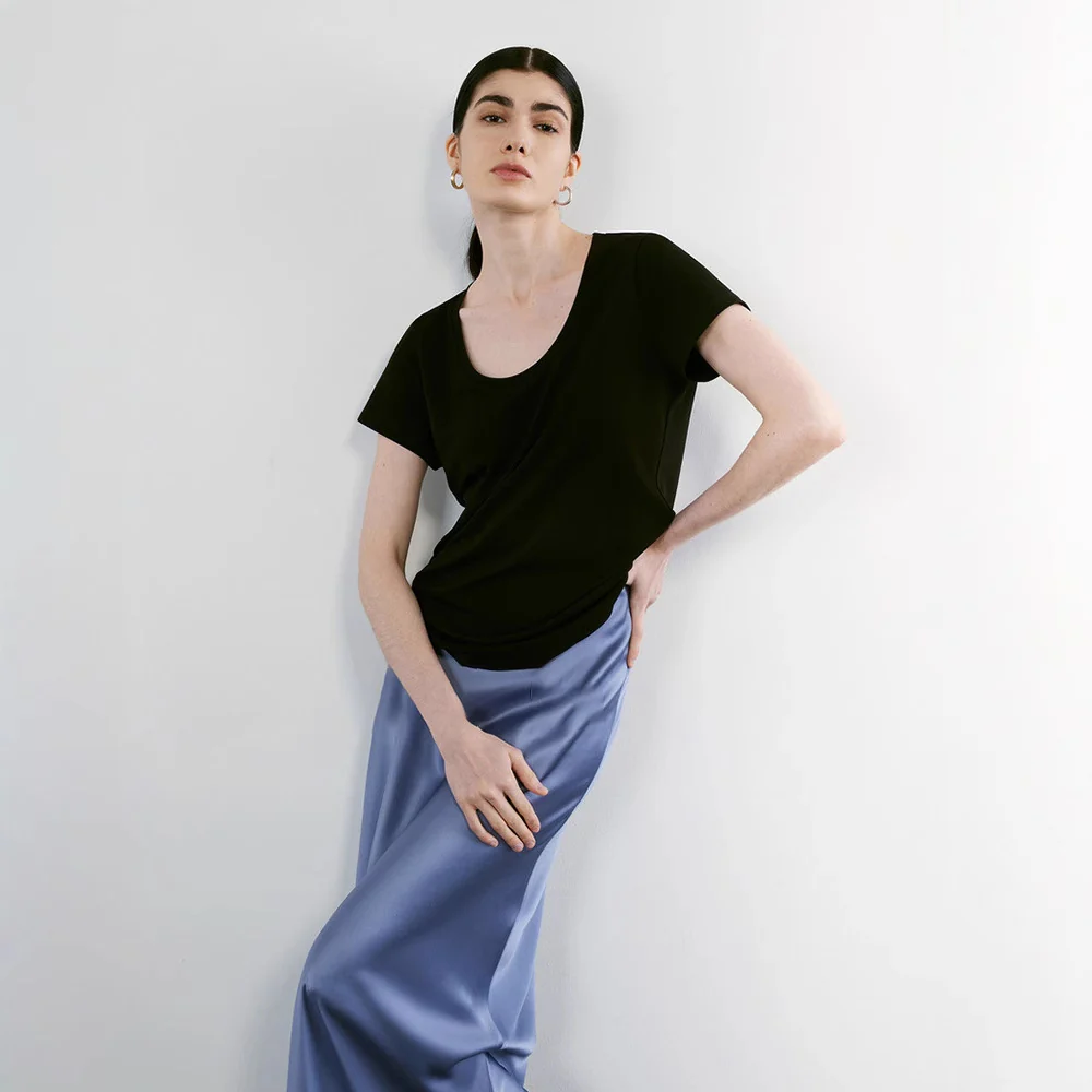 Siyuan, Japanese Knitted Triacetic Acid Cool Anti-Wrinkle Smoothie Lazy Loose Sunscreen T-Shirt Short Sleeve Women 7732 + 773 - Deanwangkt
