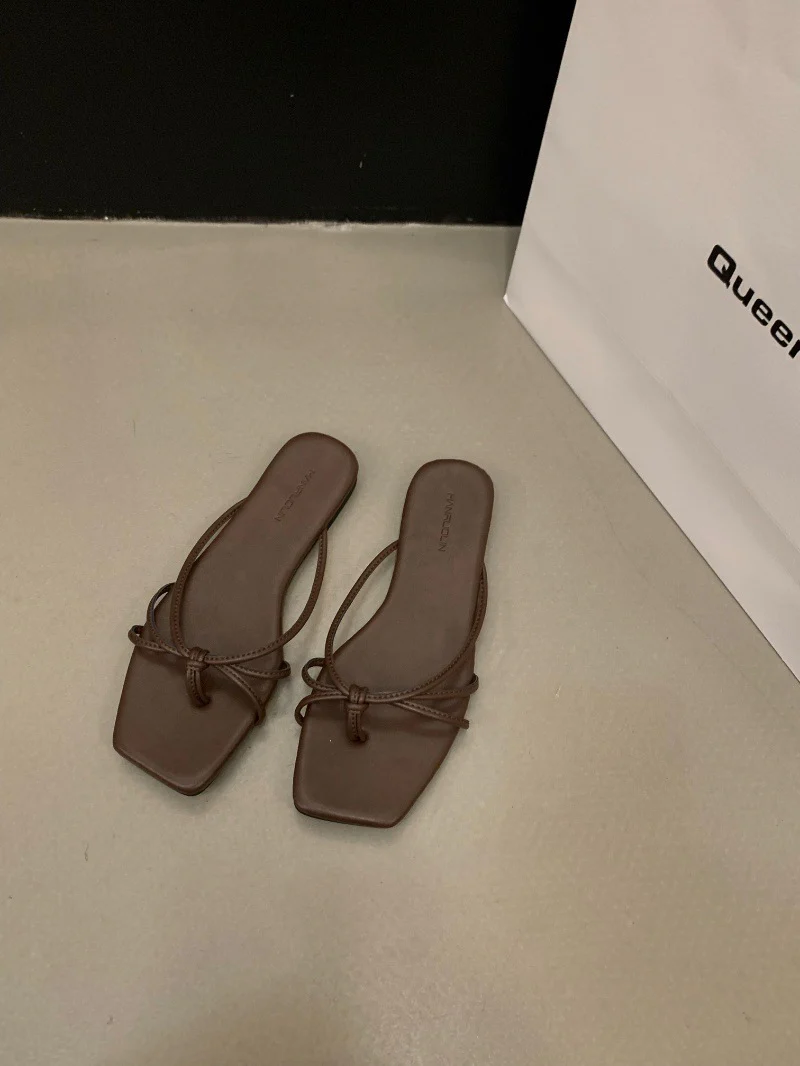 DEANWANGKT  Style Flat Bottom Flip-Flops Flip-Flops Fairy Shoes Outerwear  New Summer Beach Sandals Silver Sandals - Deanwangkt