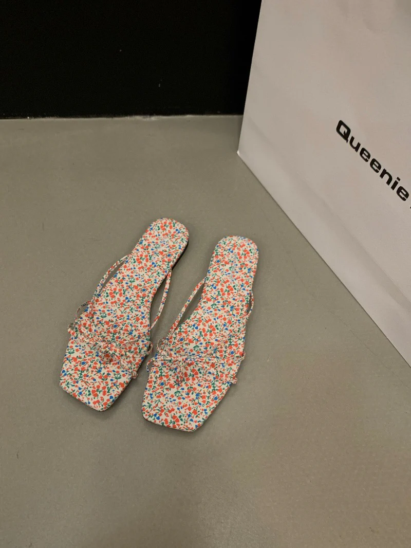 DEANWANGKT  Style Flat Bottom Flip-Flops Flip-Flops Fairy Shoes Outerwear  New Summer Beach Sandals Silver Sandals - Deanwangkt