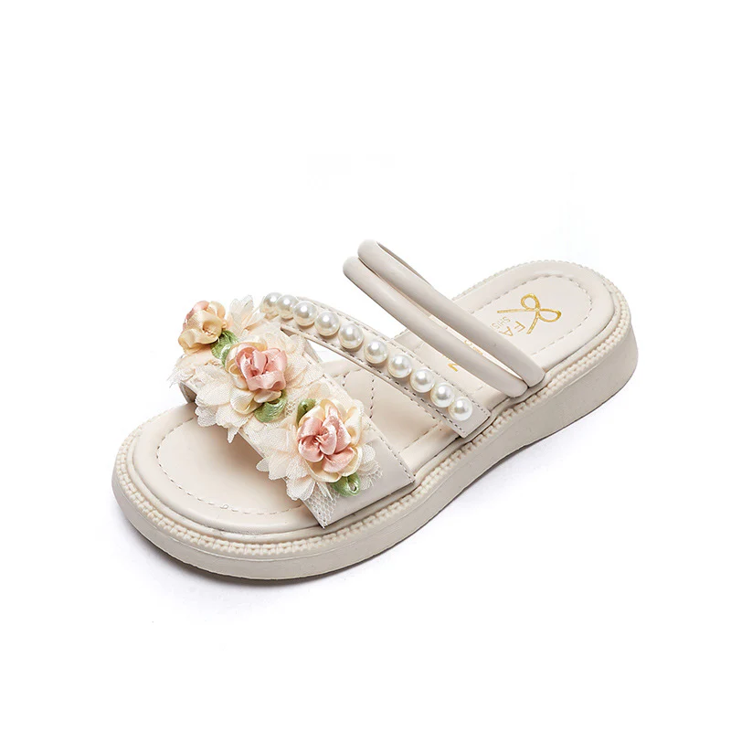 DEANWANGKT Girls' Children's Slippers Summer New Korean Style Girls' Bowknot Children's Shoes Student Diamond Soft Soled Princess Shoes Fashion - Deanwangkt