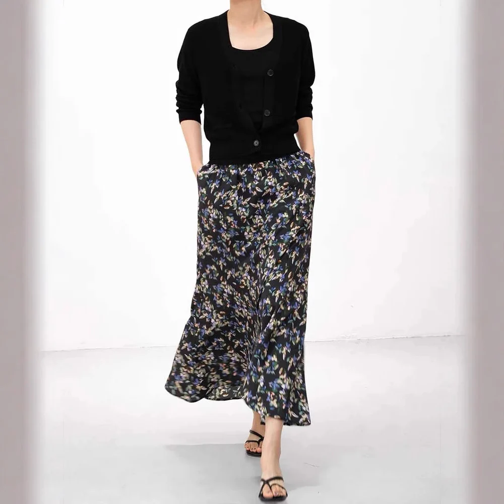 Siyuan,  silk floral skirt for women's spring and summer new 100 mulberry silk elegant fishtail dress 7860 - Deanwangkt