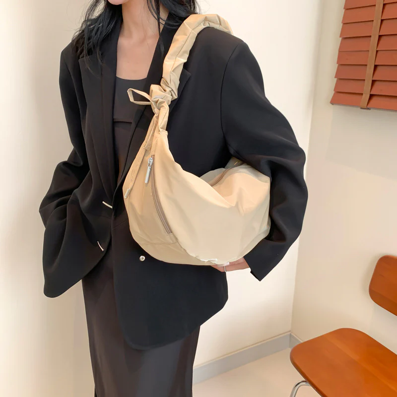 DEANWANGKT 2025 Korean version of fashion pleated dumpling bag popular new simple atmosphere shoulder bag New Popular trade girl messenger bag tide - Deanwangkt