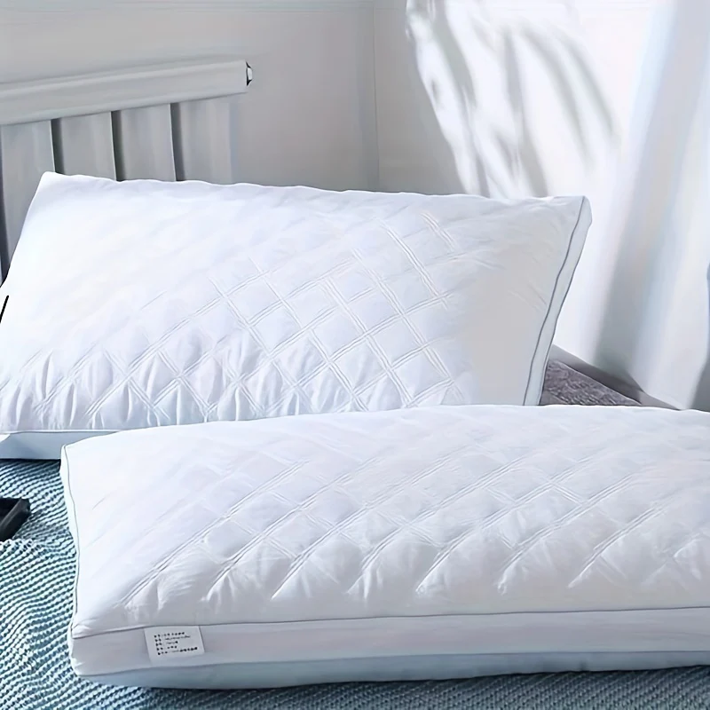 1pc Bed Pillow Core, Hotel Household Soft Comfortable Quilted Pillow For Hotel Home Decor, Fluffy Pillow For Back Belly Or Side Sleepers - Deanwangkt