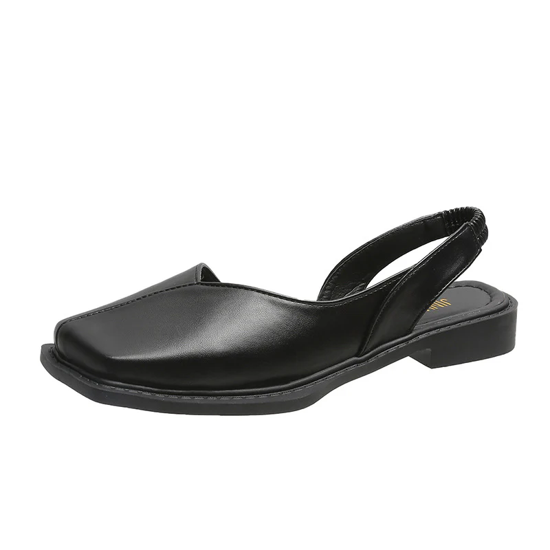 DEANWANGKT  Closed Toe Sandals Women's Casual  Summer New Square Toe Flat Bottom Square Heel Design Sense Niche Shoes Women's Sandals - Deanwangkt