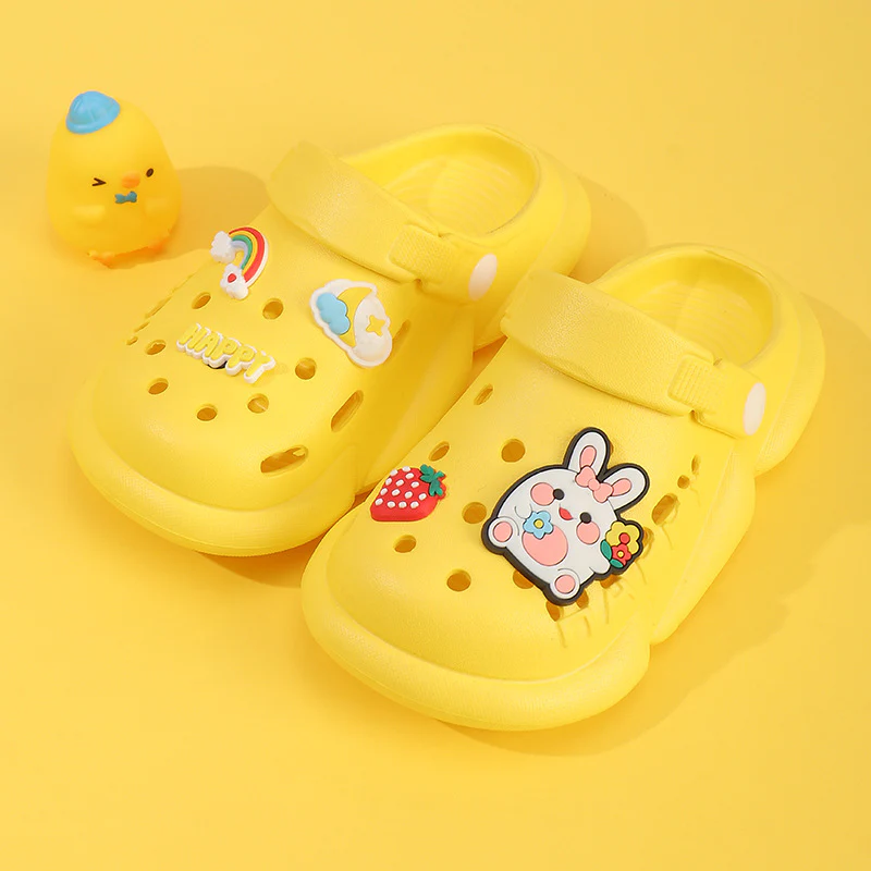 DEANWANGKT Baby Non-Slip Eva Slippers Cartoon Children's Closed Toe Hole Shoes Soft Soft Bottom Children Outer Sandals - Deanwangkt