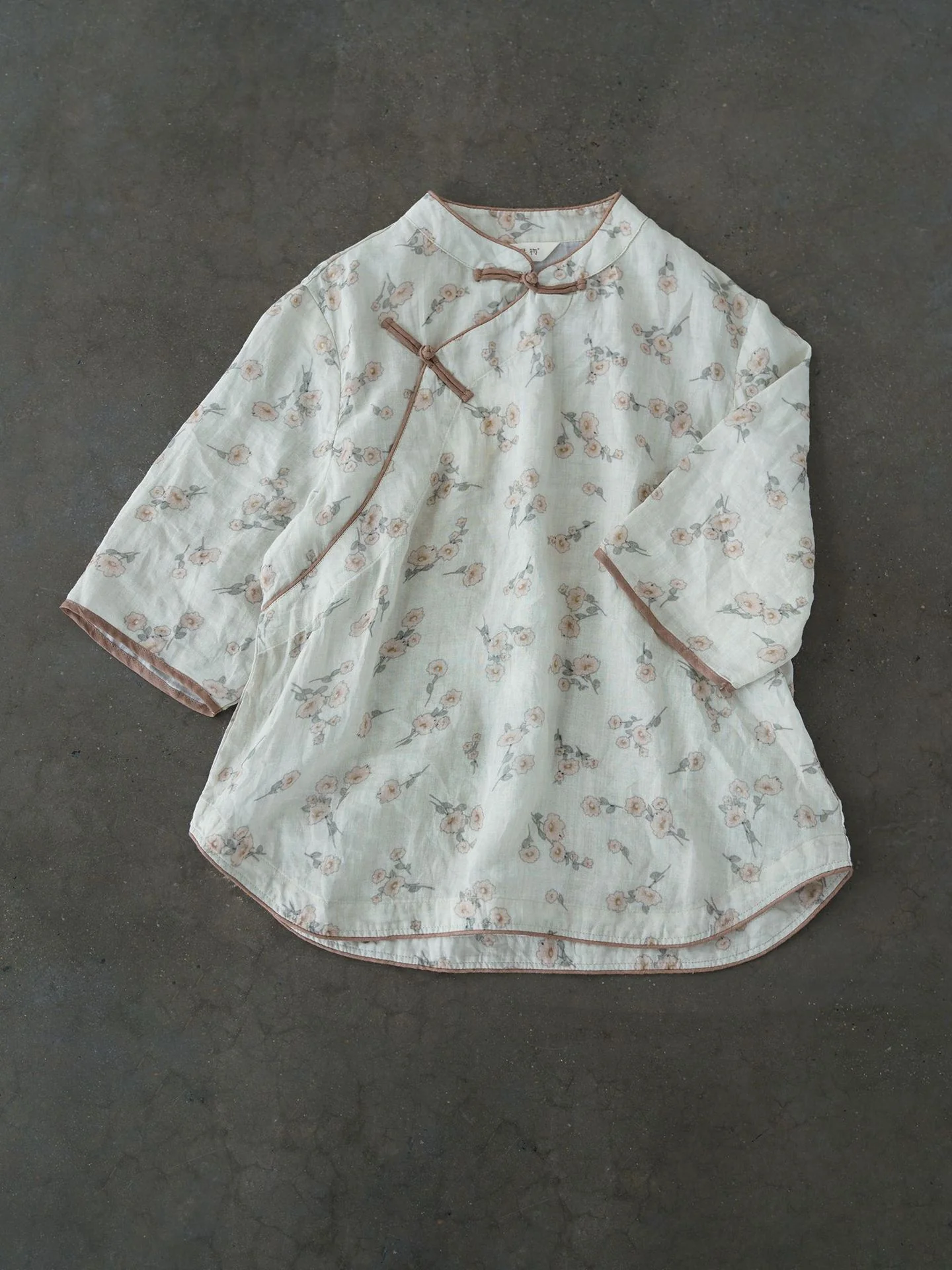 pastoral life stand-up collar diagonal ramie button-down shirt, light Chinese literary short shirt tea clothes S24242 - Deanwangkt