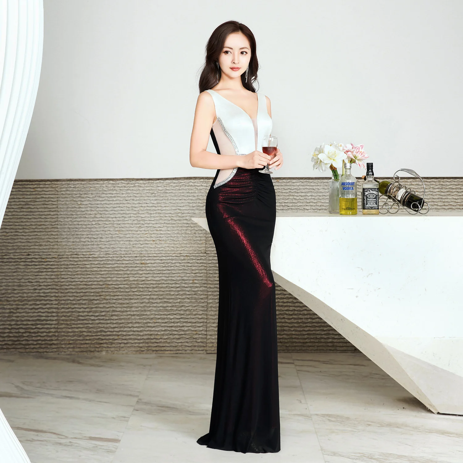 2025 G206 sexy evening wear long deep Korean version of fishtail club KTV bar car show catwalk dress - Deanwangkt