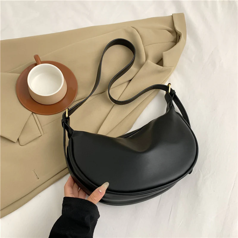 Soft Leather Large Capacity Fashion Simple Leisure Bag  Autumn and Winter New Versatile Korean Style Messenger Bag Dumpling Bag Trendy - Deanwangkt