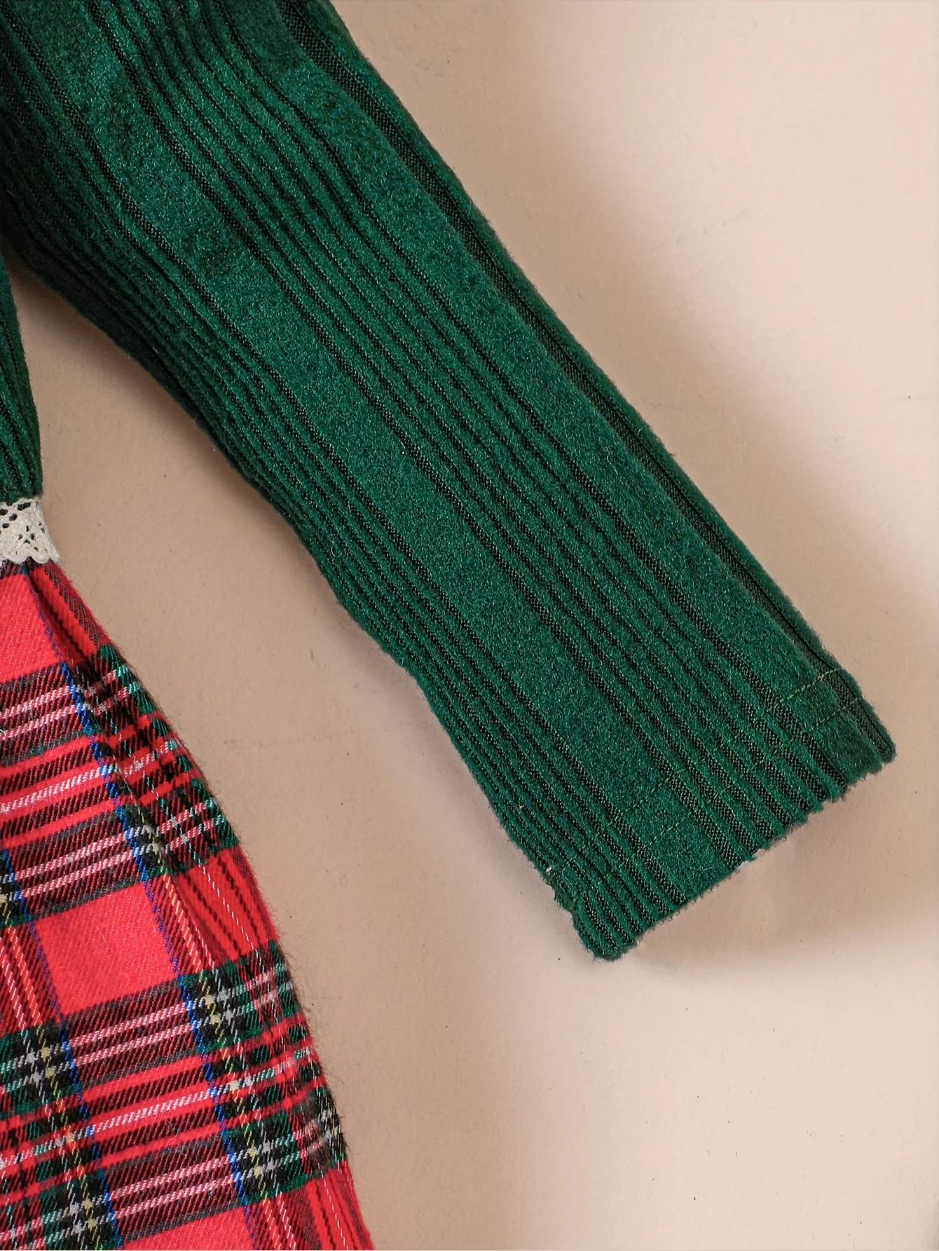 Girls 2pcs Christmas Sets Ribbed Knit Cardigan With Bow & Plaid Sleeveless Collar Dress Set For Christmas, outdoor Party, Fall - Deanwangkt