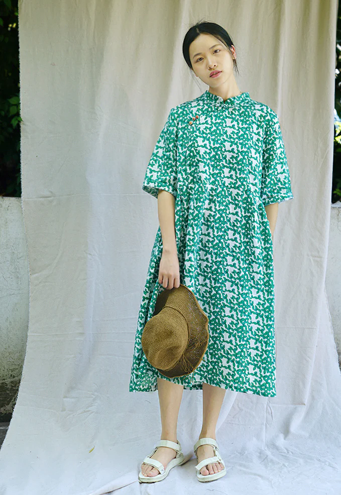 Left Bank Fragrant Style, Ramie Printing Chinese Improved Cheongsam, National Style Printed Dress L18135 - Deanwangkt