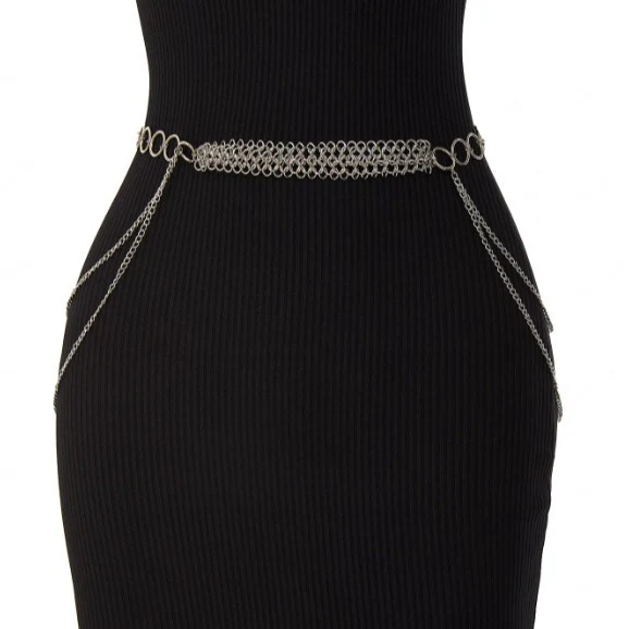 2025  3271  hot-selling new small ring joint metal wave tassel side pendulum chain 8-character chain waist chain body chain - Deanwangkt