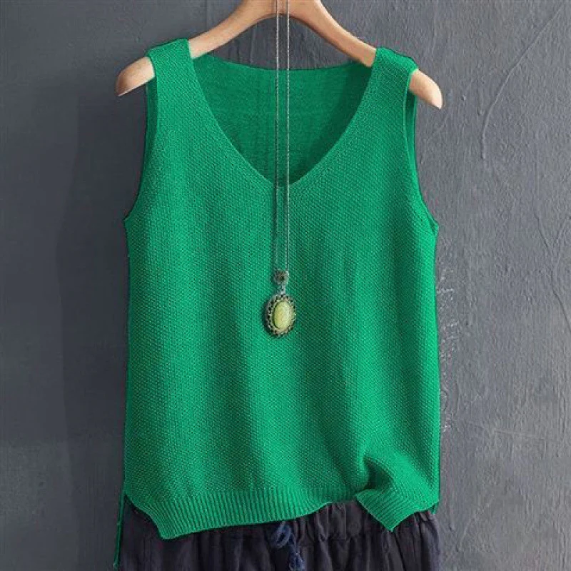 80-100 kg, fat mm loose belly cover large size ice silk suspender vest women's knitted bottoming shirt sleeveless top women's - Deanwangkt