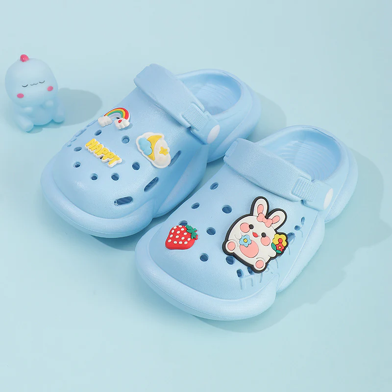 DEANWANGKT Baby Non-Slip Eva Slippers Cartoon Children's Closed Toe Hole Shoes Soft Soft Bottom Children Outer Sandals - Deanwangkt