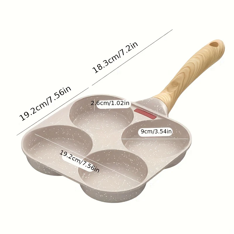 1 Pc Premium Four-hole Non-stick Frying Pan - Perfect for Household Kitchen, Effortless Breakfast Cooking - Eggs, Hamburger, Steak - Durable, Easy Clean, Space-Saving Design - Deanwangkt