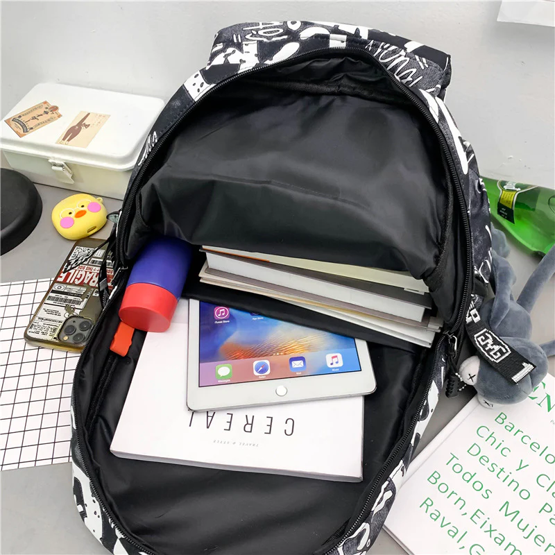 deanwangkt  New Large Capacity Graffiti School Bag Street Tide Cool Men Backpack Female College Student Trip Schoolbag One Piece Dropshipping - Deanwangkt