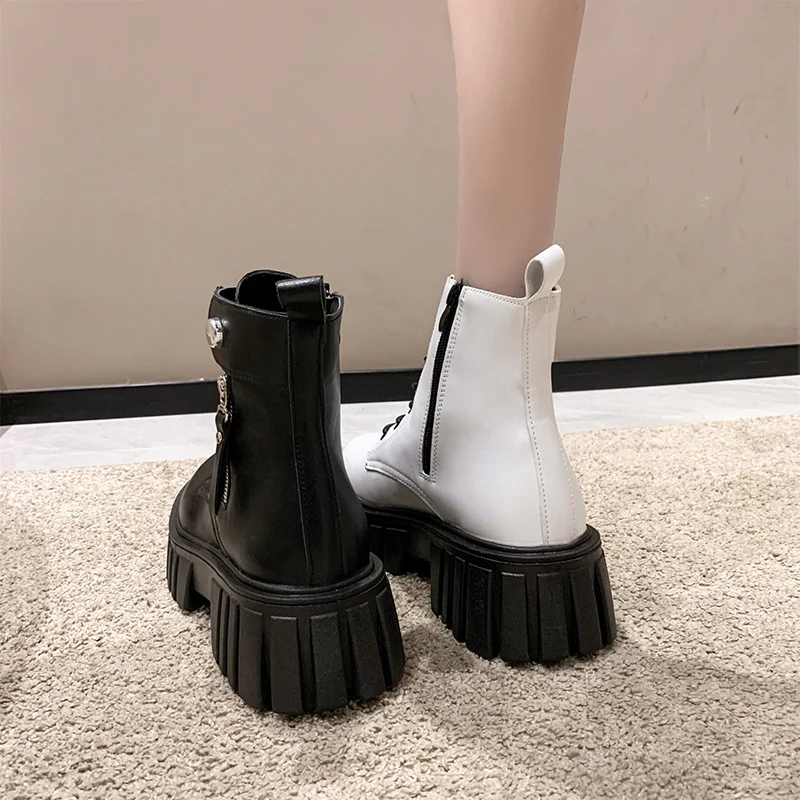 Martin Boots for Women British Style All-Match Thick Bottom Internet Celebrity Spring and Autumn Skinny Shoes Ins Trendy  Summer New Single Ankle Boots - Deanwangkt