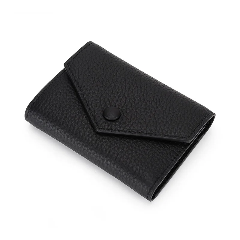 Genuine Leather Women's Foldable Cowhide Short Wallet Fashion Envelope Triple Fold Purse Wallet - Deanwangkt