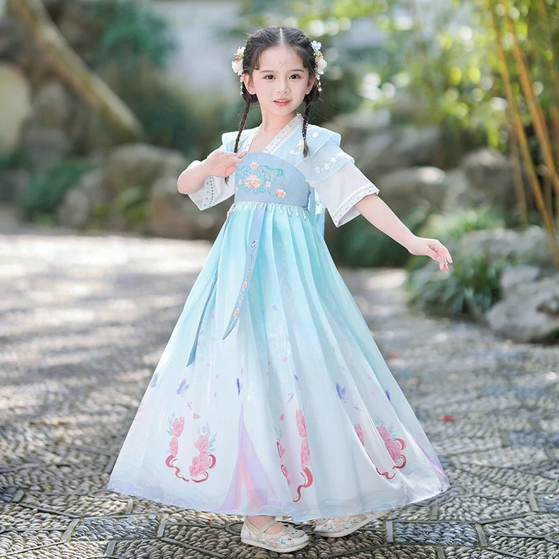 Ancient Style Han Chinese Clothing Amoi Chinese Style Girls' Han Chinese Costume Summer Han Chinese Costume Tang Costume Children's Ancient Costume Skirt Summer Girl - Deanwangkt