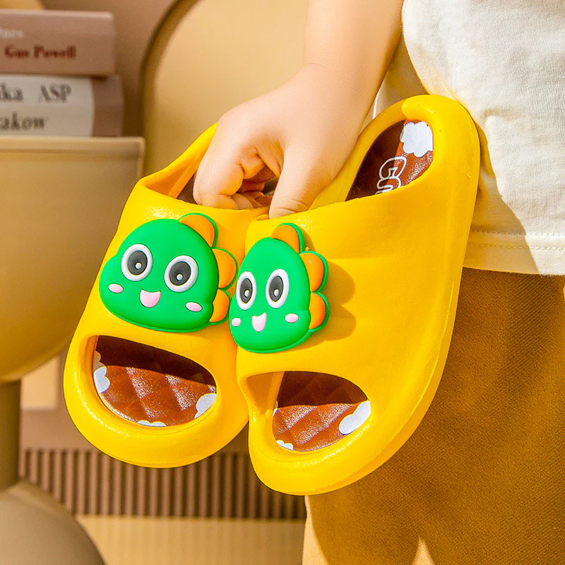DEANWANGKT Children's Summer Slippers Boys and Girls Cute Waterproof New Indoor Shoes Warm Non-Slip Home Small Medium Children's Slippers - Deanwangkt