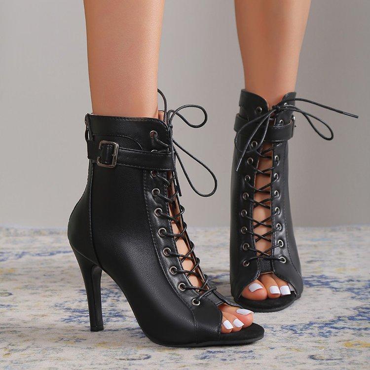 DEANWANGK  Foreign Trade Women's Sandals Open Toe Summer Strap Sandal Boots Fashion High Heel Sandals Peep Toe Classy Shoes Roman Sandals 43 - Deanwangkt