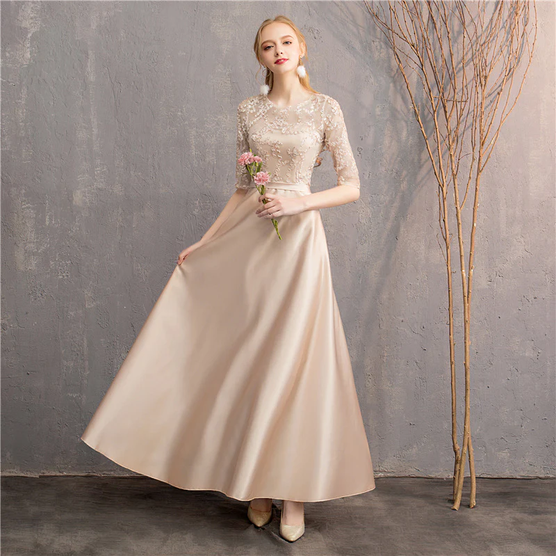 Bridesmaid Dress Long New Slimming Long Sleeve Chorus Banquet Graduation Sisters Group Slim Evening Dress Fairy Dress - Deanwangkt