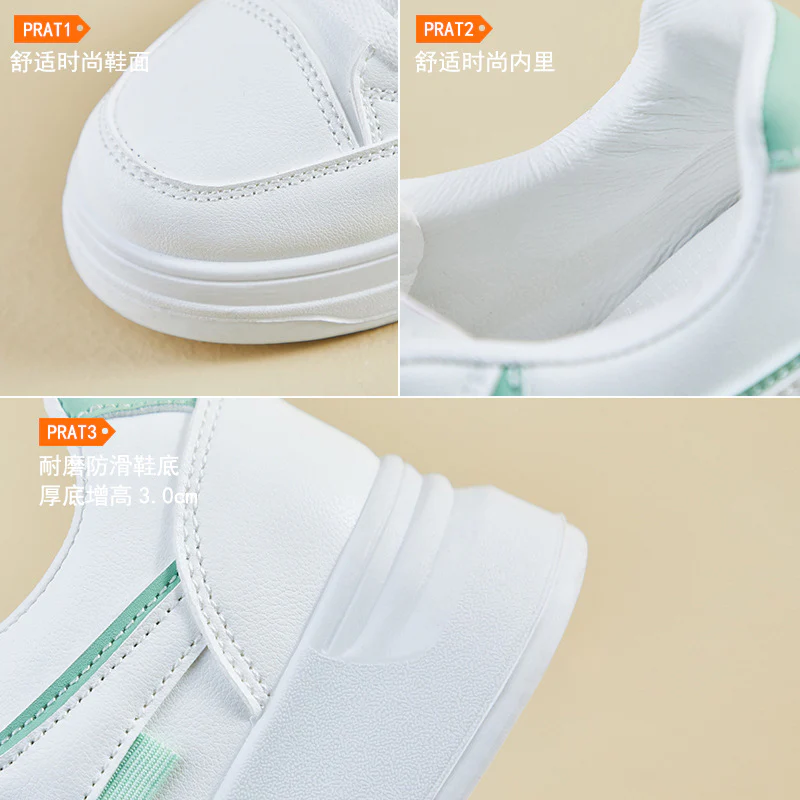 2025 spring white shoes new Korean version ins female students platform heightening board shoes casual shoes street shot CY6602 - Deanwangkt
