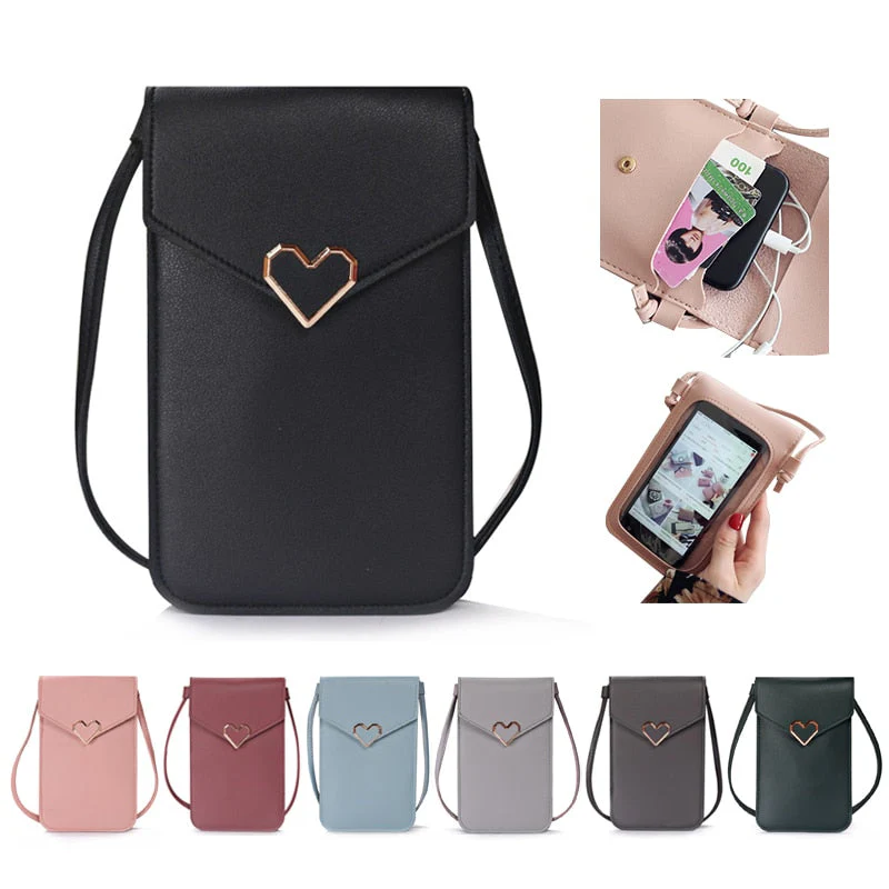 deanwangkt - Bag For Women Touch Screen Cell Phone Purse Smartphone Wallet Shoulder Strap Handbag PU Leather Casual Solid Crossbody Bags - Deanwangkt