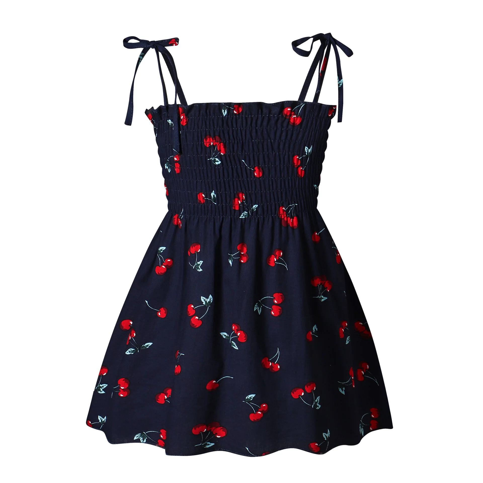 Summer New Beach Children Princess Dress Girls Solid Color Printing Cotton Suspender Skirt Baby Dress Children Shirt - Deanwangkt