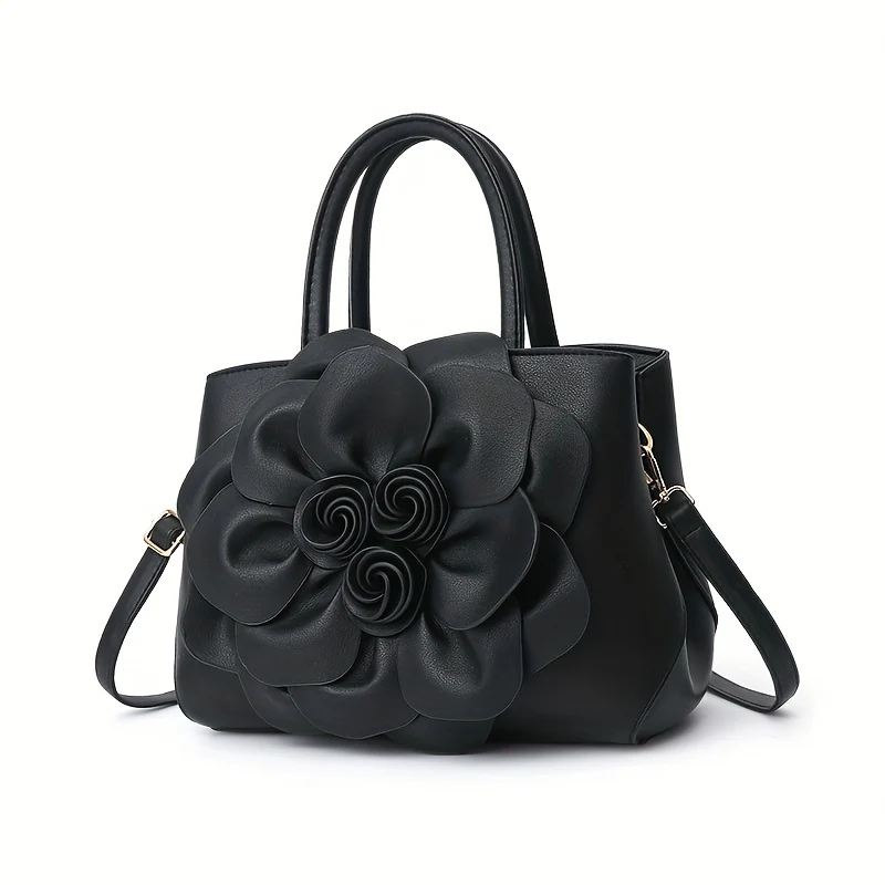 Chic Floral Tote Bag - Stylish Top Handle Satchel with Durable Construction, Spacious Purse for Womens Casual Everyday Wear - Deanwangkt