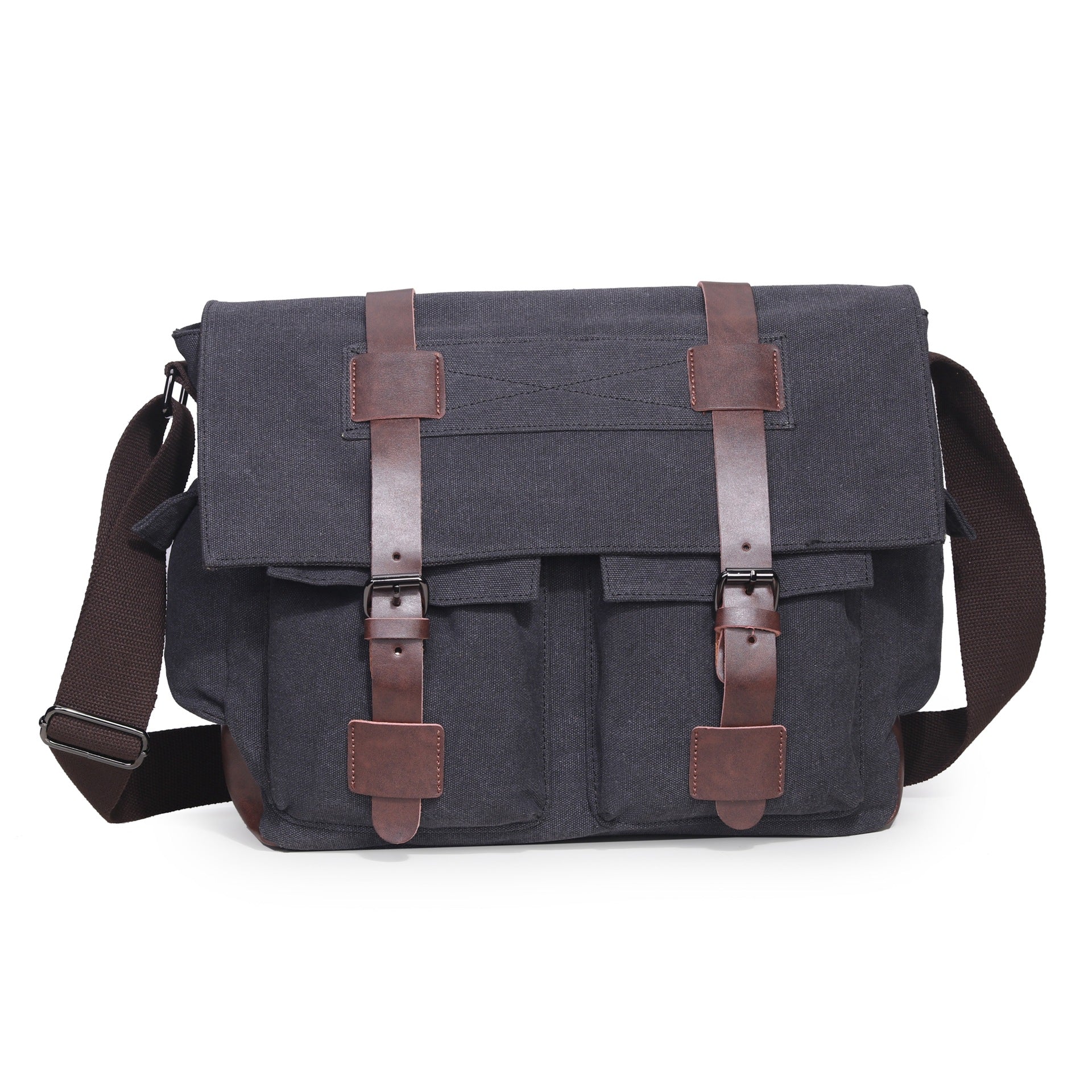 deanwangkt  European and American Canvas Casual Business Messenger Bag Hip-Hop Street Men's Computer Shoulder Bag Multi-Pocket Student Messenger Bag - Deanwangkt