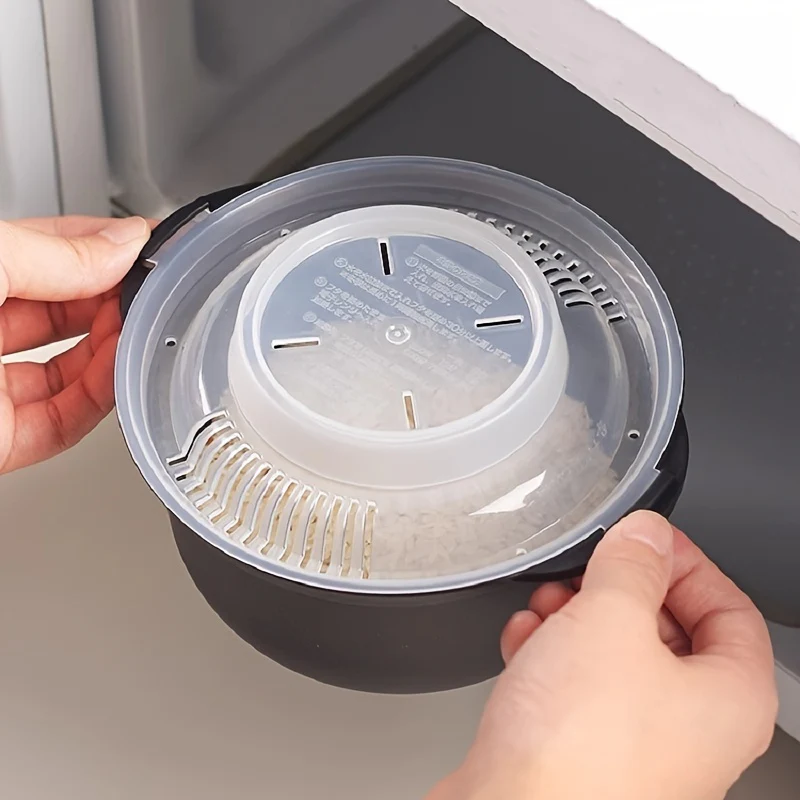 1pc Single-Serving Microwave Rice Cooker Bowl - Double Boilers with Non-Stick Material, Clear Lid & Steam Vent, BPA-Free, 29.08oz (860ml) Capacity, Easy Cooking, Kitchen Essentials for Healthy Meal Preparation - Deanwangkt