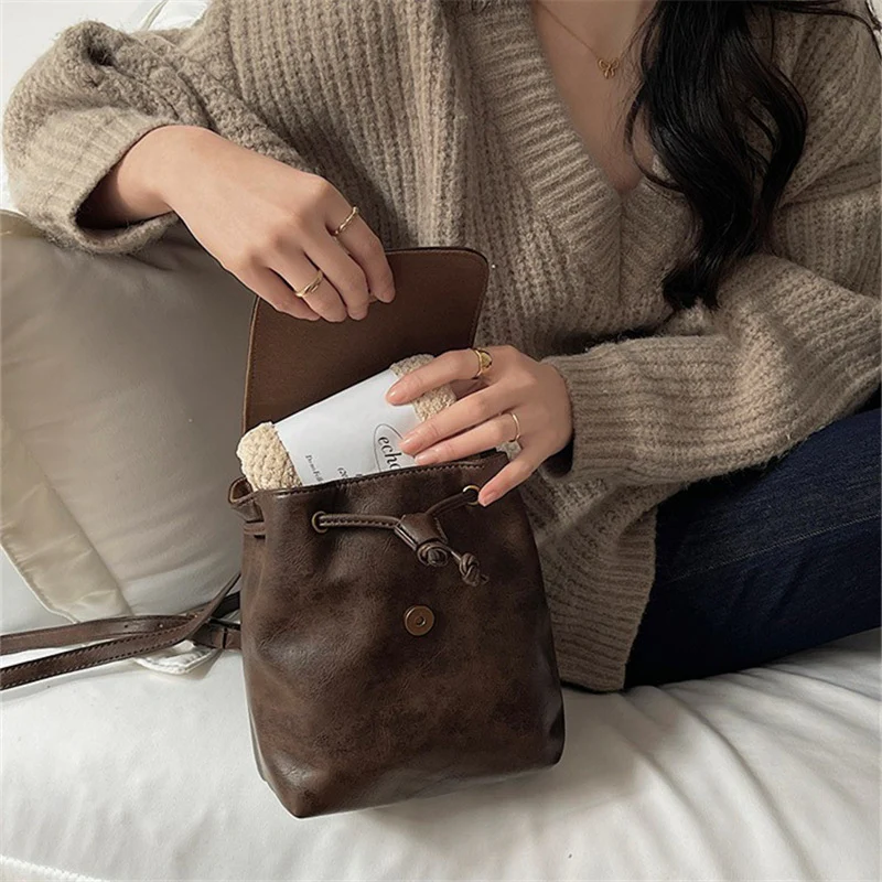 Xiaohongshu Same Style Small Retro Brown Backpack for Women  Spring and Summer New Ins Simple All-Match Shoulder Bag - Deanwangkt