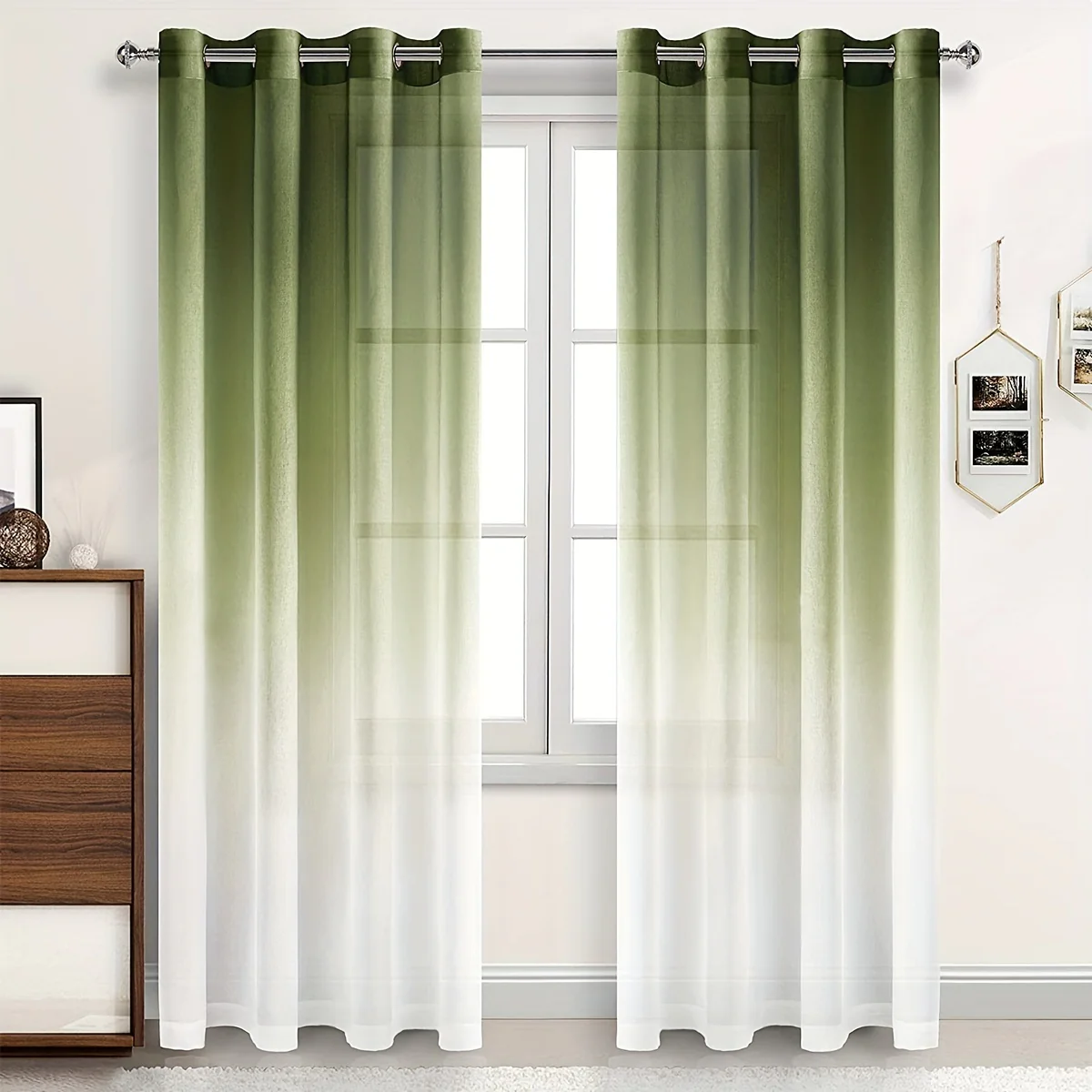 1 Panel Gradient Color Window Sheer Curtain Suitable For Living Room, Bedroom, Kitchen, Bathroom, Home Decor, Room Decor - Deanwangkt