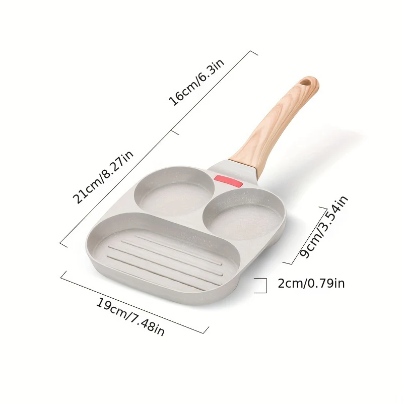 1 Pc Premium Four-hole Non-stick Frying Pan - Perfect for Household Kitchen, Effortless Breakfast Cooking - Eggs, Hamburger, Steak - Durable, Easy Clean, Space-Saving Design - Deanwangkt