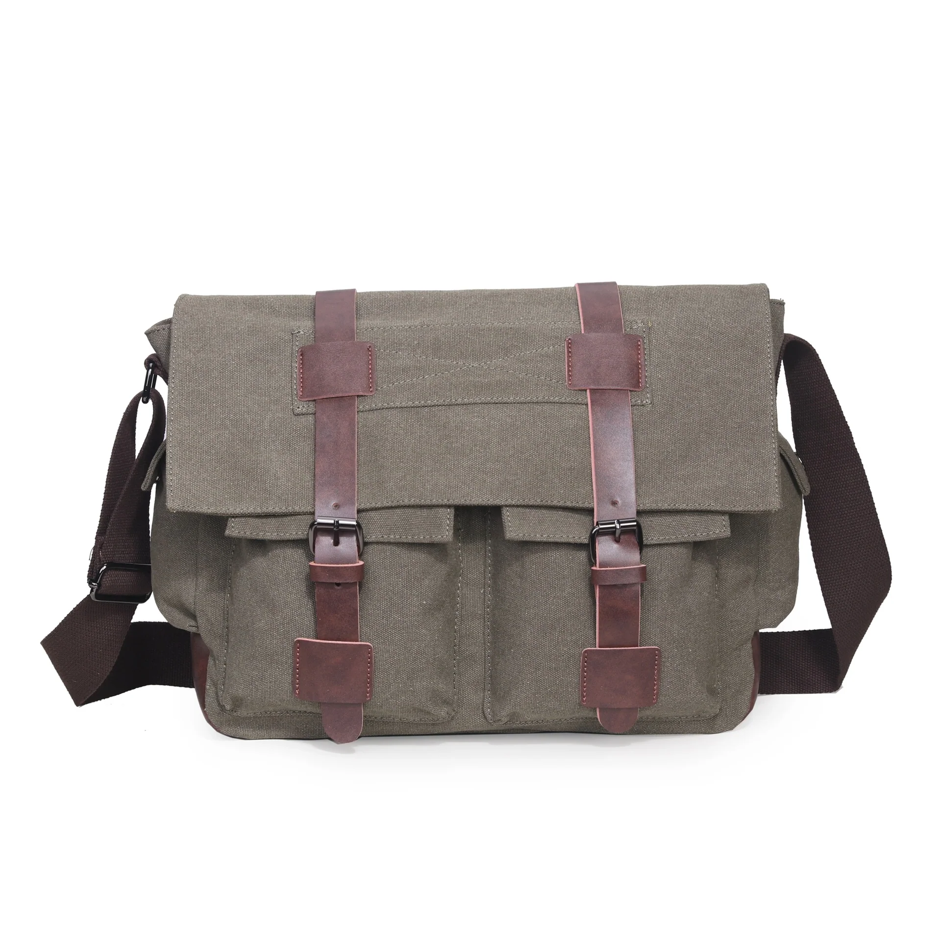 deanwangkt  European and American Canvas Casual Business Messenger Bag Hip-Hop Street Men's Computer Shoulder Bag Multi-Pocket Student Messenger Bag - Deanwangkt