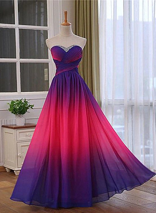 Solvbao Pretty Gradient Sweetheart Beaded Long Party Dress, Pink and Purple Evening Dress - Deanwangkt