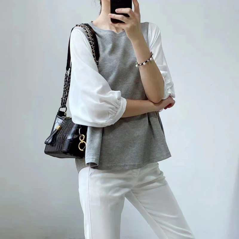 DEANWANGKT  7 Colors  Summer New Women's Chic Top Fashionable Fashionable Loose Retro Design Short Sleeve T-shirt - Deanwangkt