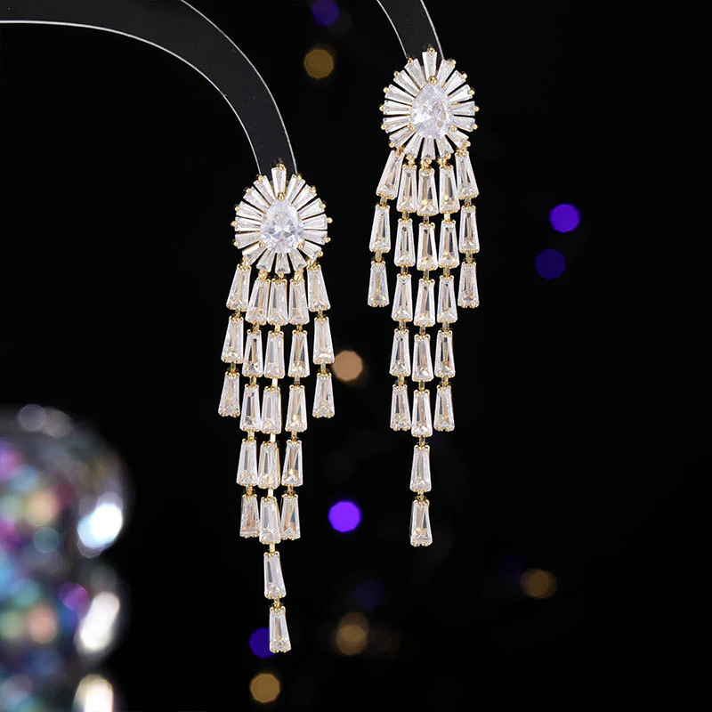 2025 High-end niche earrings  personalized fashion  elegant earrings 925 silver needle long fringed earrings women - Deanwangkt