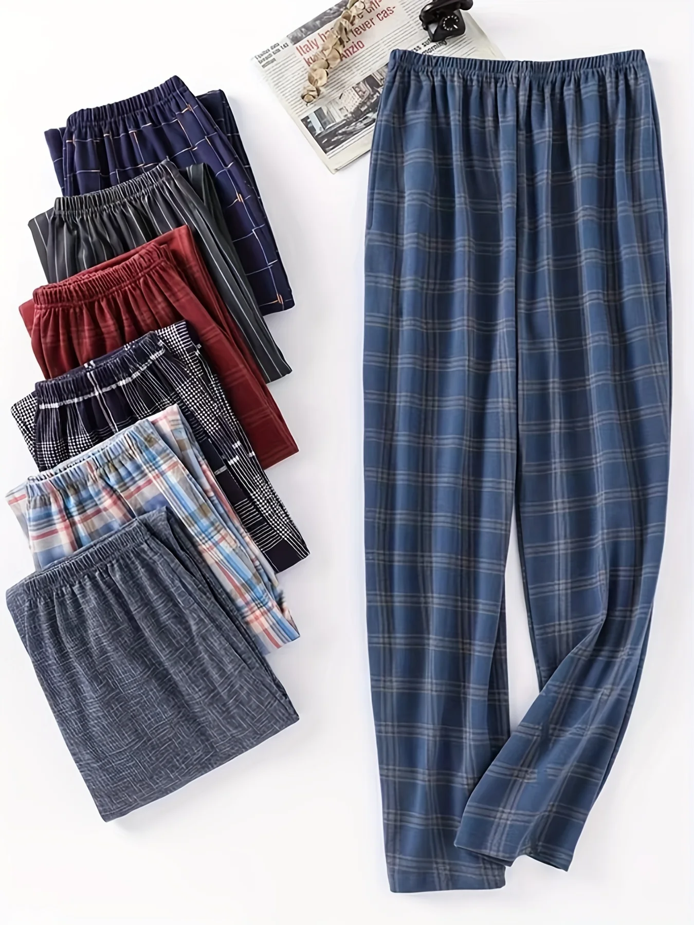 Men's Trendy Plaid Loose Pajama Pants, Stylish All-match Pants, Comfy & Breathable For Autumn And Winter - Deanwangkt