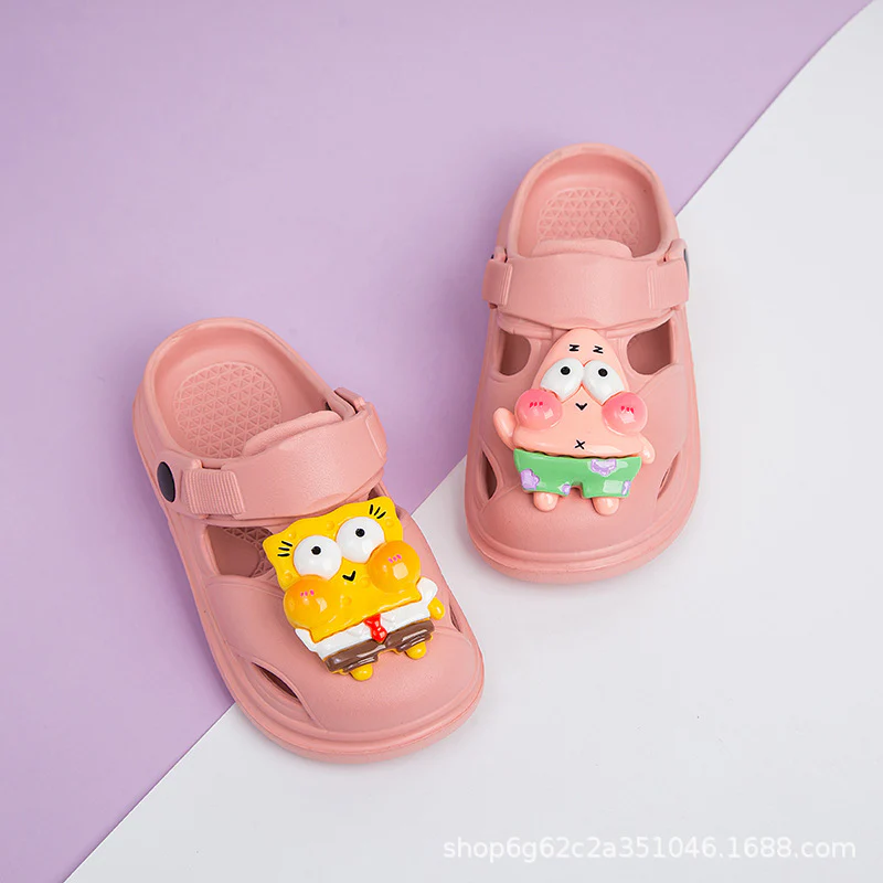 DEANWANGKT Soft Bottom Comfortable Spring and Summer Older Younger Child Closed Toe Half Slippers Summer Children Baby Cute Cartoon Slippers - Deanwangkt