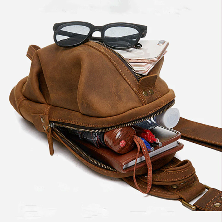 deanwangkt  New Men's Messenger Bag Fashion Brand Ins Genuine Leather Leisure Sports Waterproof Multifunctional Chest Bag High-Grade Sense - Deanwangkt