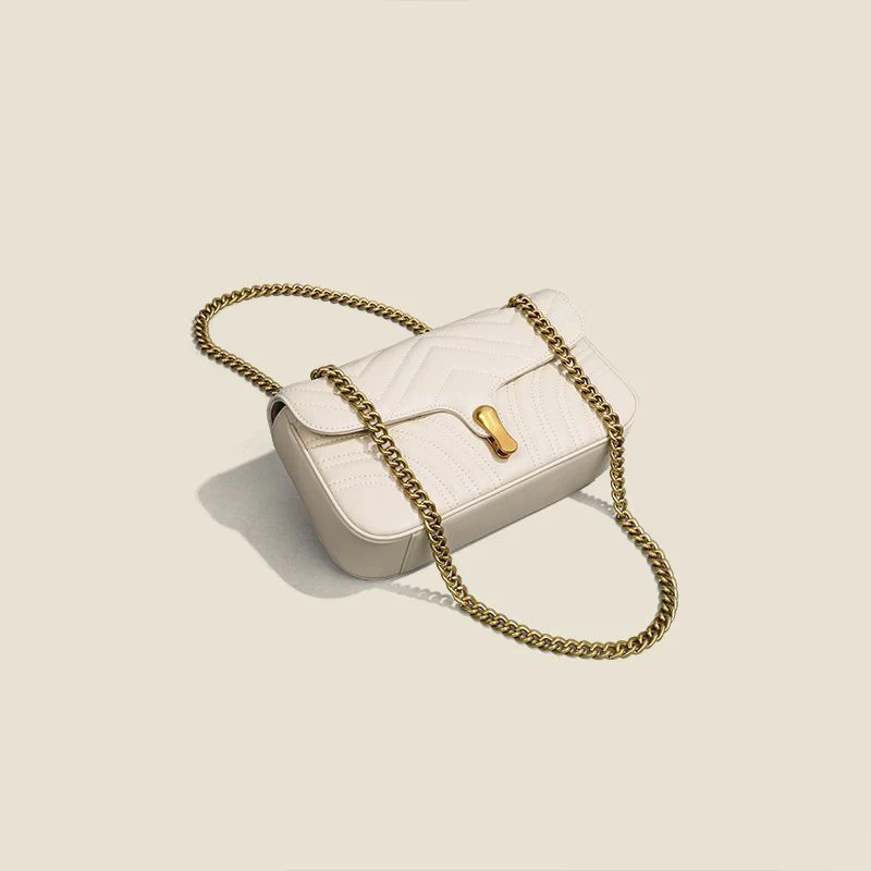 Genuine Leather Bag for Women  New Versatile Fashion Shoulder Underarm Bag High-Grade Light Luxury Chain Messenger Bag for Women - Deanwangkt