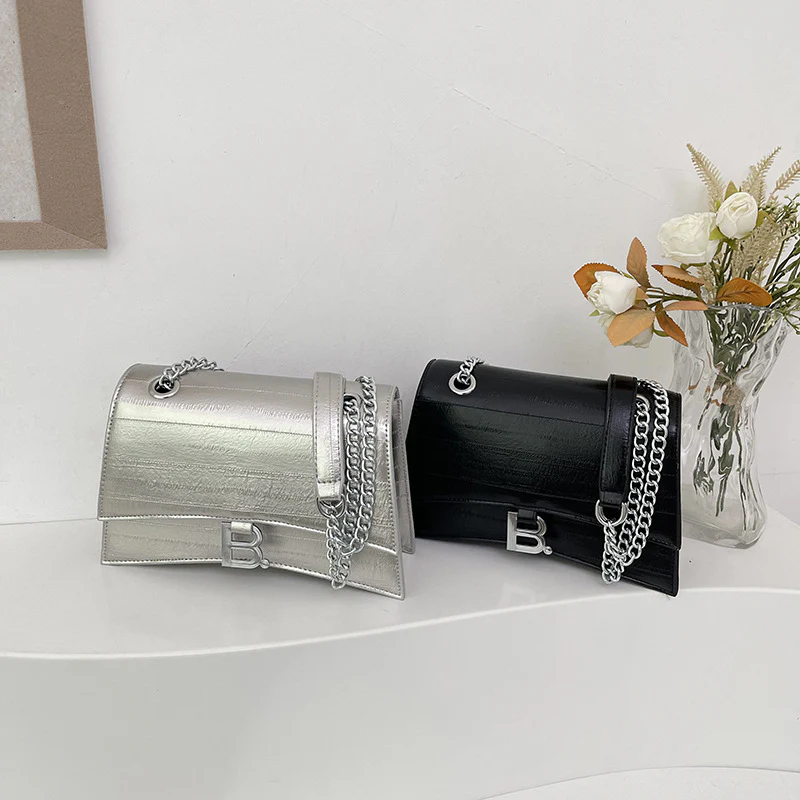 New Bags Hourglass Bag Leather Folds Rhombus Chain Bag Shoulder Crossbody Women's Bag High Sense Cattle Leather Bag - Deanwangkt