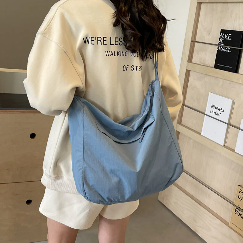 DEANWANGKT 2025 Korean version of fashion messenger bag popular new simple large-capacity shoulder bag literary Mori casual nylon bag women's bag - Deanwangkt