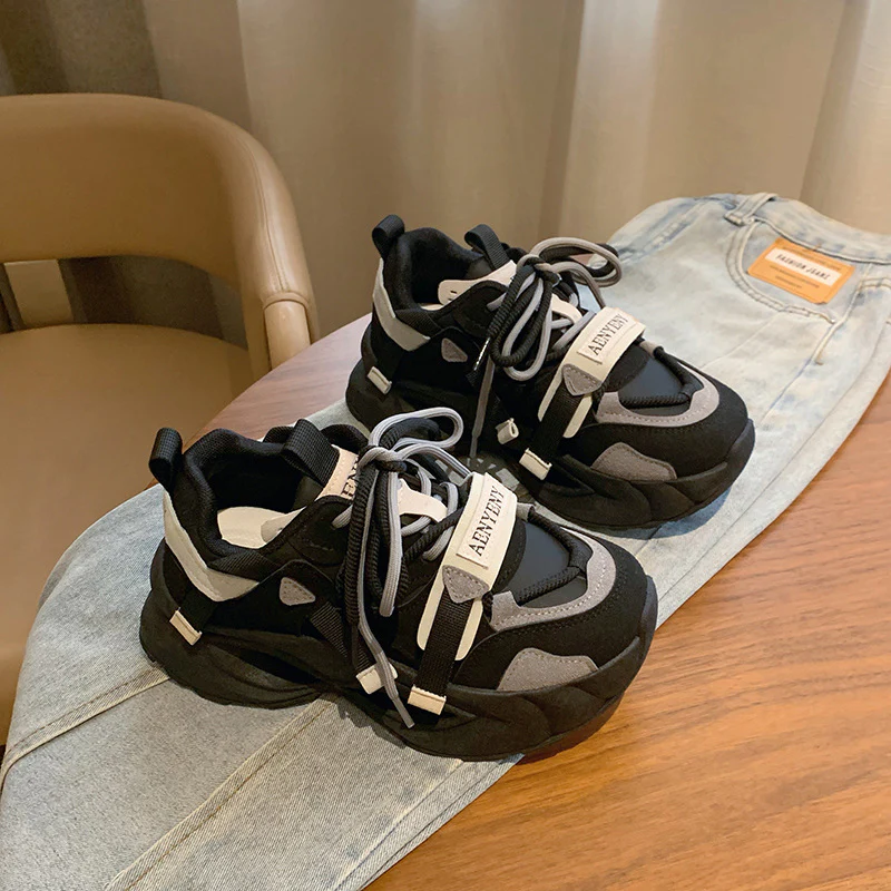 2025 ins Korean version of the new dad shoes girl  spring student running sports platform heightening casual shoes FB7703 - Deanwangkt