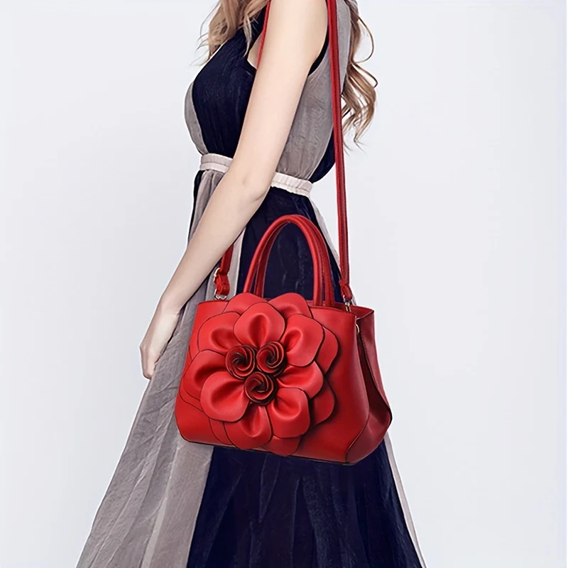 Chic Floral Tote Bag - Stylish Top Handle Satchel with Durable Construction, Spacious Purse for Womens Casual Everyday Wear - Deanwangkt