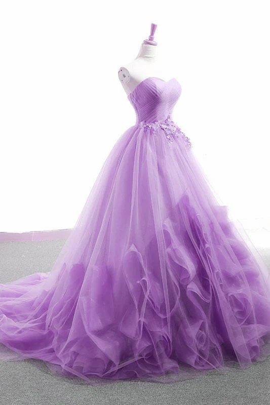 Solvbao Light Purple Sweetheart Tulle Ball Gown Princess New Style Formal Dress, Purple Party Dress - Deanwangkt
