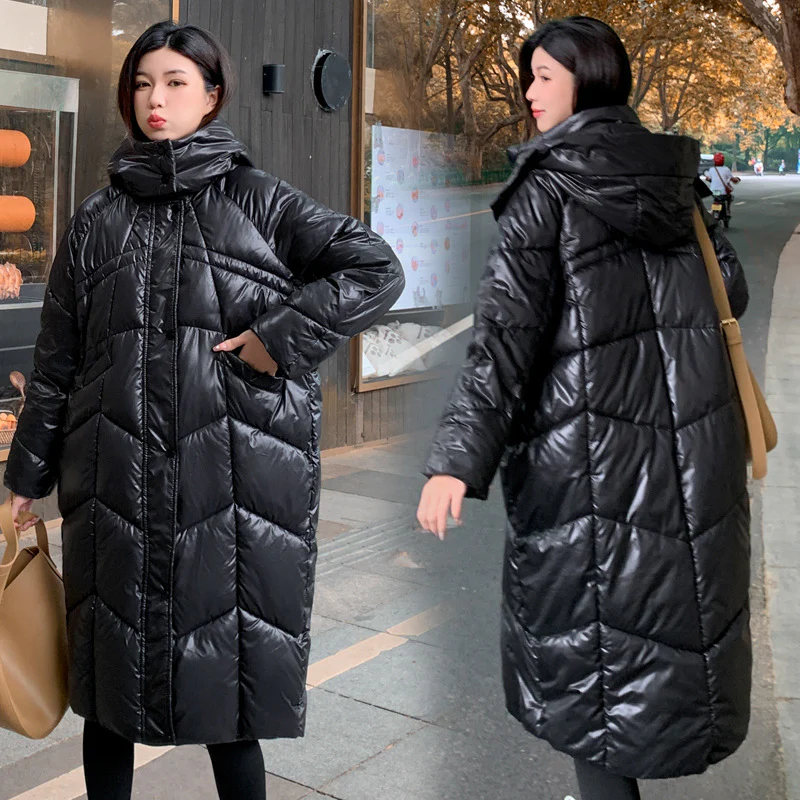 Russian cold-resistant cotton clothes women's 2023 winter new medium and long knee-length hooded cotton-padded clothes loose cotton-padded jackets trendy - Deanwangkt