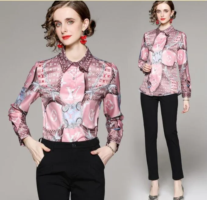 Designer Printed Black Shirts Long Sleeve Women Runway Button Shirt Office Ladies Ribbon Bow Blouses Spring Summer Autumn Winter Slim Fit Stylish Luxury Tops - Deanwangkt