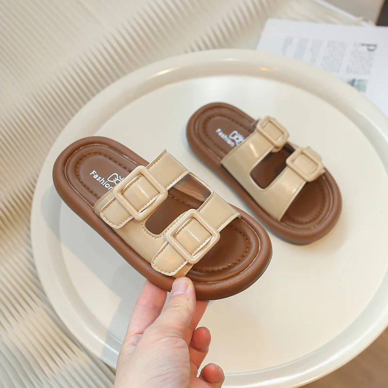 DEANWANGKT Summer New Children's Buckle Beach Shoes Comfortable Fashion Girls Slippers Outer Wear Soft Bottom Non-Slip Slipper - Deanwangkt